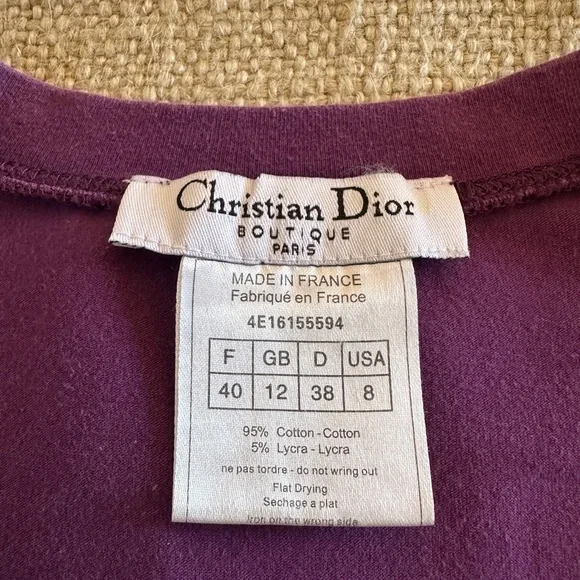Authentic Christian Dior Boutique V-Neck Long Sleeve Top – Purple Graphic Shirt - Picture 6 of 7